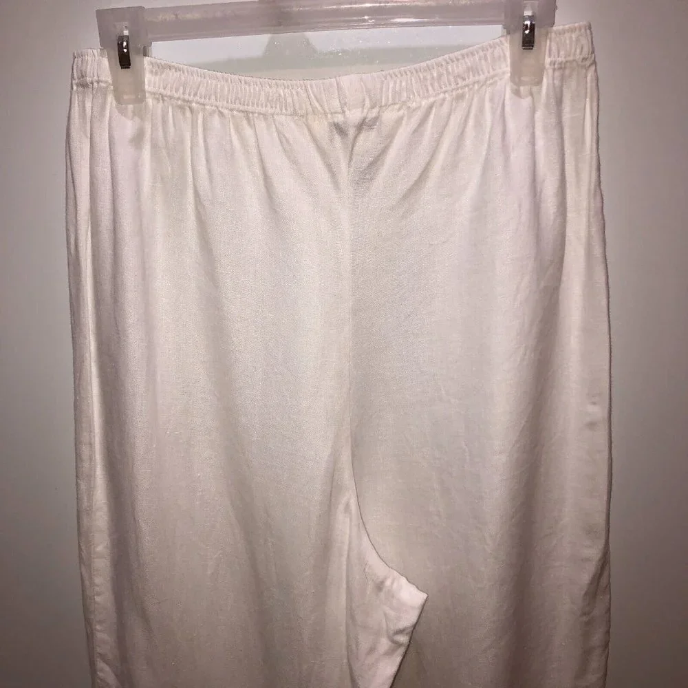 Outfit Petite JPR Womens Large White Linen Elastic Waist Pull On Straight Pants - Picture 6 of 9